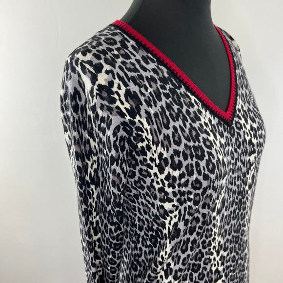 GERARD DAREL Black White Leopard Print Long Sleeve Merino Wool Sweater Size 1 - Picture 3 of 9